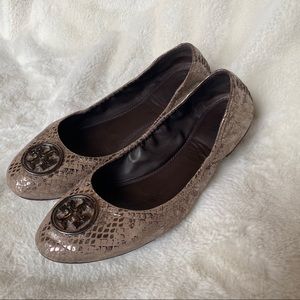 Tory Burch Heidi Flats Metallic Bronze Cobra